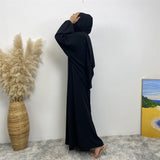 Yasmin Abaya with Attached Hijab - Black